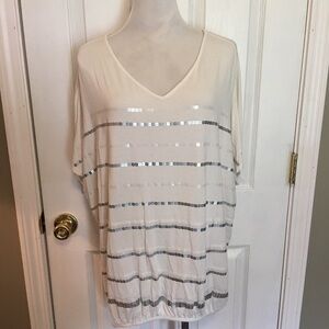 WOMEN'S LANE BRYANT PULLON V-NECK TOP SZ 14-16